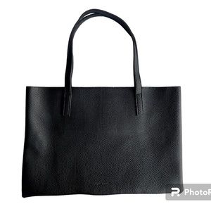 NWOT - Vince Camuto Luck Vegan Leather Tote in Black with Grey Stripe